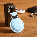 Genuine Leather Keychain Holder Compatible with Airtag ([1 Pack] Blue V2.0)