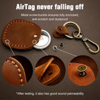 Genuine Leather AirTag Holder Compatible with Apple AirTag 2nd Gen & 1st Gen (Black)