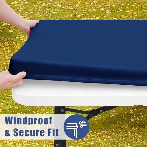 2 Pack Rectangle Spandex Fitted Table Cloth (Navy / 72" x 36" (Rectangular))