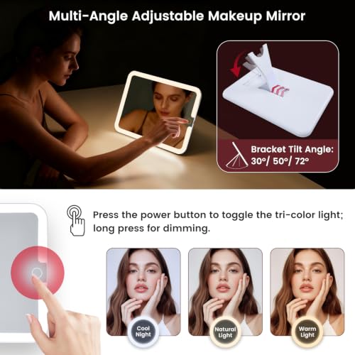 Makeup Bag with LED Lighted Mirror 12.2 IN Cosmetic Train Case Double Layer (12.2 Inch Red / 0-Double Layer)