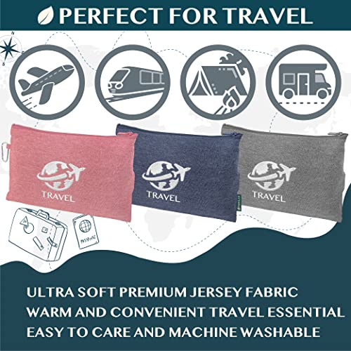 Travel Blanket Airplane Compact Pillow with Bag for Flights (Gray / 65 x 40 inches)