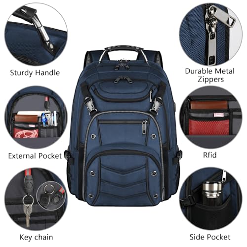 18.4 Laptop Backpack for unisex (All Blue Rfid 18.4 Inch Backpack)