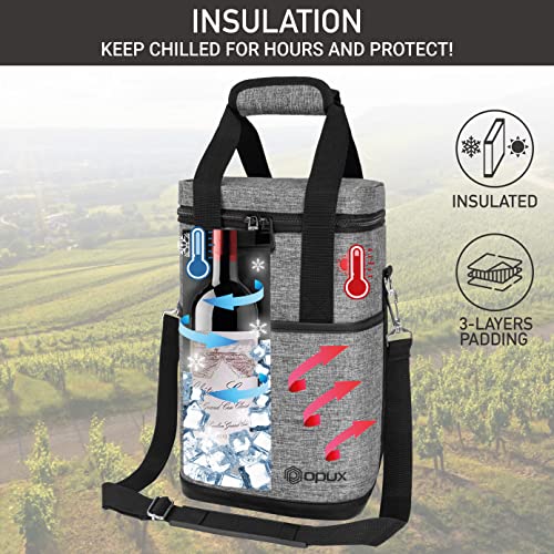 Insulated Wine Cooler Bag (4 Bottle / Heather Gray)