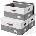 Storage Bins with Lids [3 (Grey & White / XL(3-Pack))