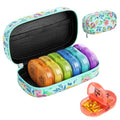Weekly Travel Pill Organizer 2 Times a Day AM PM Rainbow Pill Box (A Canvas Green 01 / 1 Set Canvas Case)