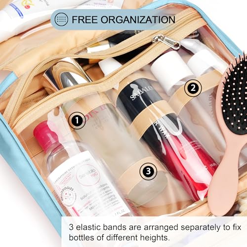Travel Hanging Toiletry Bag for Women (Sky Blue / Large)