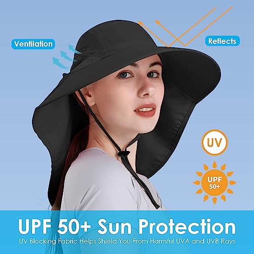 Womens Sun Hat UV Protection (One Size / Black)