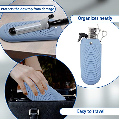 Heat Insulating Silicone Mat Pouch for Hair Styling Tools (Blue)