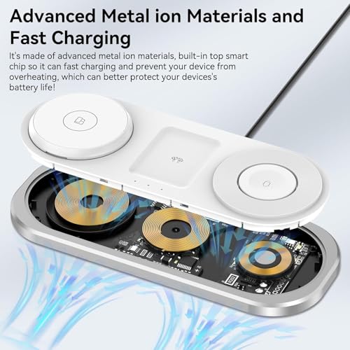 3 in 1 Fast Wireless Charger Stand for iPhone (Silver)