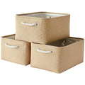 Organization and Storage Bin for Shelves (Beige / 3PCS/Large - 15.7Lx11.8Wx8.3H)