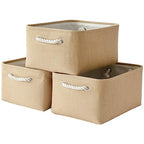 Organization and Storage Bin for Shelves (Beige / 3PCS/Large - 15.7Lx11.8Wx8.3H)