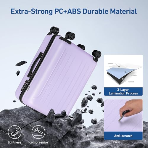 Luggage Sets 2 Piece Hardshell Suitcase (Light Purple / 2Pcs Set(20"/24"))