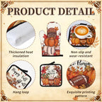 10 Pcs Fall Pumpkin Kitchen Decor Set Kitchen Towels Pot Holders Oven Mitts and Rugs Set Thanksgiving Towels for Baking Cooking BBQ Autumn Home (Dark Orange / Football)