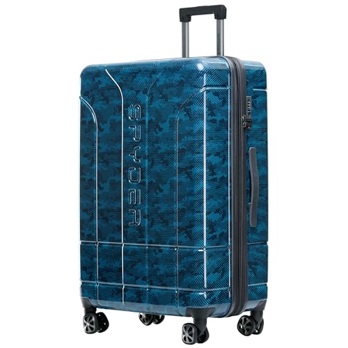 Matrix 29 Inch Large Checked Luggage Expandable Hardside Upright Suitcase with 360° Spinner Wheels (Blue / Large Checked)