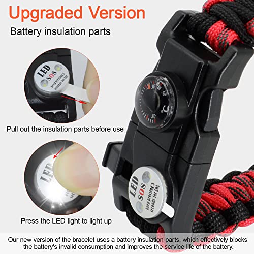 20 in 1 Paracord Bracelet (Red Black 2PCS)