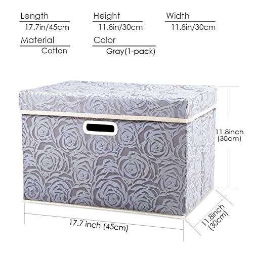 Larger Collapsible Storage Box with Lid [1 (Gray / Large(1-Pack))