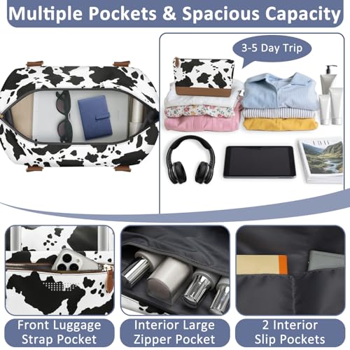 Women Travel Duffle Bags (Cow Print / Large)