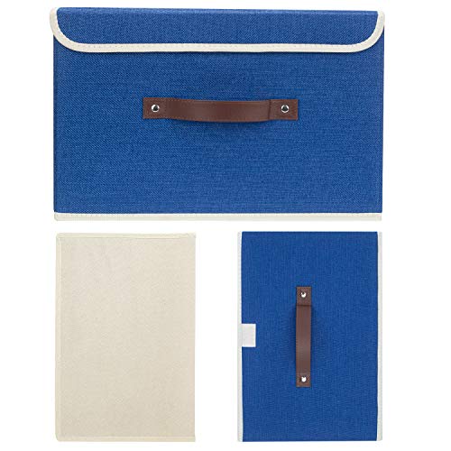 Foldable Storage Boxes with Lids 5 Pack Fabric Storage Bins with Lids (5 pack / Classic Blue)