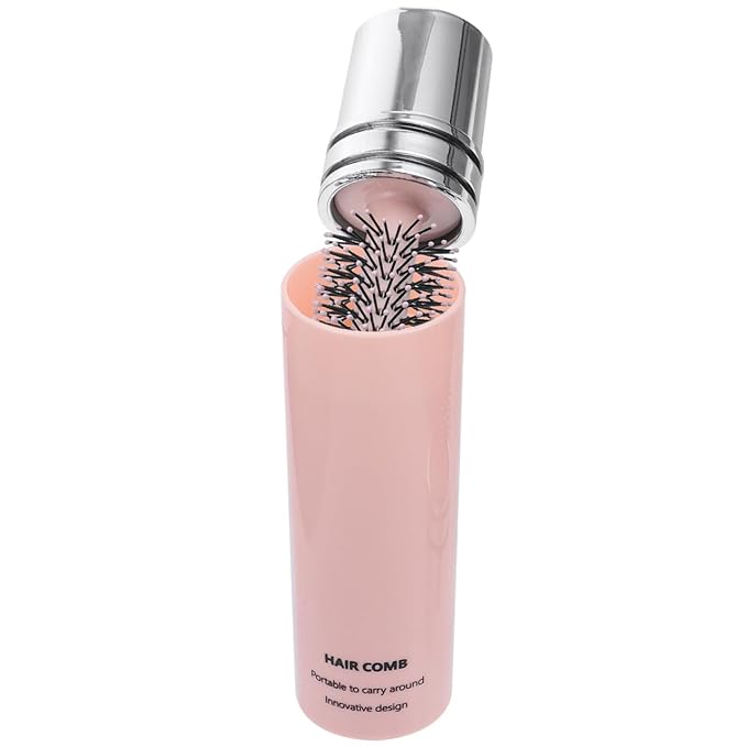 Luxshiny Portable Retractable Round Hairbrush with Nylon Bristles for Detangling and Scalp Massage Compact Travel Styling Tool for Curly and Straight Hair