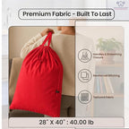 LFH Home Cotton Rich Large Premium Canvas Laundry Bag (28"x40" (Pack of 2) / Red)
