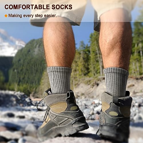 Men 6 Pack Athletic Compression Crew Socks for Running Gym Sports (7-8 / Gray Heather/Black 3716)