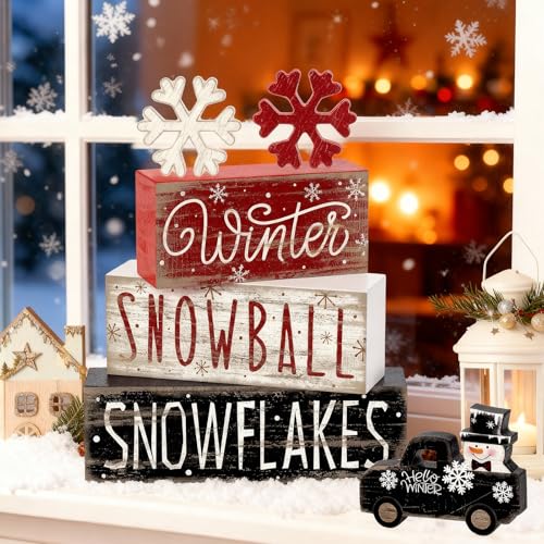 Tiered Tray Decor Set (Snowman Truck)