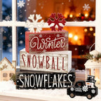 Tiered Tray Decor Set (Snowman Truck)