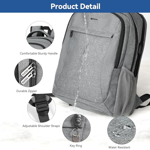 15.6 Inch Travel Laptop Backpack with USB Port (Grey)
