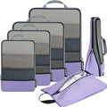 4 Set/6 Set/8 Set Compression Packing Cubes Travel Accessories Expandable Packing Organizers (Half Mesh, 6-Lavender) (6-Lavender / Half Mesh)