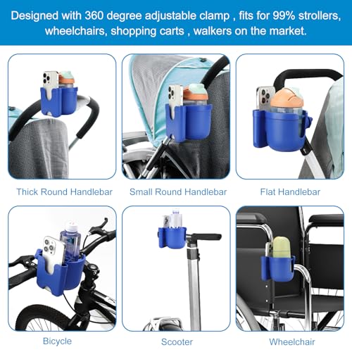 Stroller Cup Holder with Phone Holder (All Dark Blue & All Dark Blue)