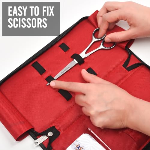 Leather 5 Scissor & Shear Storage Case for Hairstylist (Black)