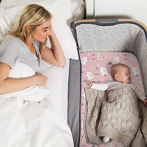 Stretch Fitted Bassinet Sheet Set BROLEX 2 Pack Cradle Sheets for Bassinet Pad (Elephant Rabbit / 32x16 Inch)
