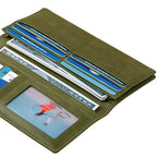 Leather Checkbook Cover Wallet for Men with RFID Blocking (Olive Green)
