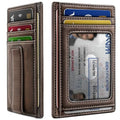 Men Slim Leather Wallet Money Clip 7Cards (Coffee7491)