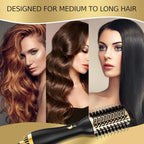 4-in-1 Hot Air Brush with Oval Barrel - Salon-Grade Styling Tool for All Hair Types (Golden)