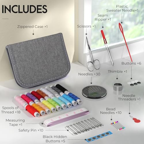 Sewing Kit Gifts for Adults Teen Grils Women Mom Grandma (Gray / M)