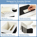 Large 17" 42 Quarts Collapsible Stackable Storage Bins with Lids [3 (Black & White / Large - 3 Pack)