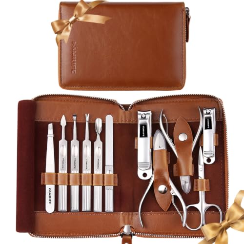 Stainless Steel Manicure Set 11 (Brown)