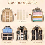 Camera Backpack Classic PU Leather for DSLR (Black / 20L)