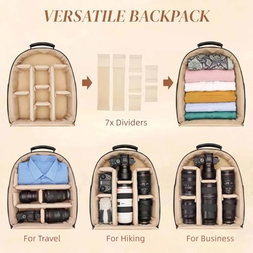 Camera Backpack Classic PU Leather for DSLR (Black / 20L)