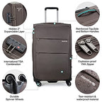20 28 Inch 2 Piece Luggage Sets with Spinner Wheels Expandable Luggage Large Suitcases with Wheels Lightweight Travel Luggage Rolling Suitcase with Lock Softside Checked Luggage (Coffee / 2-Piece Set (20-Inch, 28-Inch))