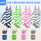 4 Pack(8Pcs) Microfiber Travel Towel, Beach Towel Quick Dry Towel Camping Towel Super Absorbent Compact Lightweight Sports Gym Towels for Beach, Gym, Hiking, Pool, Backpacking, Bath, Yoga (L 60"x30"+24"x15" / Navy Blue+green+pink+grey)