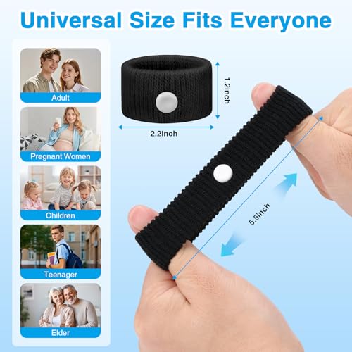Motion Sickness Bracelets for Adults (Black,blue,grey,orange,white / 6 Pair (Pack of 1))