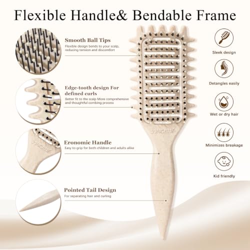 Curl Defining Brush for Curly Hair (1Pc Beige)
