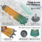 Soft Flask Collapsible Water Bottle with Wide Mouth (Orange Green / 300 ml/10 oz)