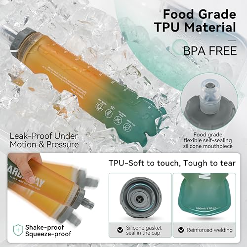 Soft Flask Collapsible Water Bottle with Wide Mouth (Orange Green / 300 ml/10 oz)