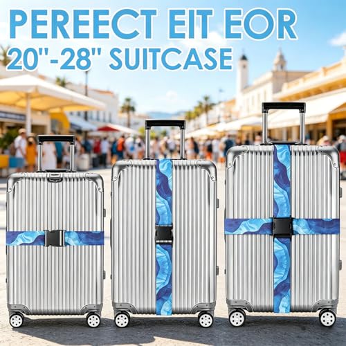 4 Pack Luggage Straps for Suitcases Adjustable Luggage Belt Suitcase Strap Travel Bag Accessories (Sky Blue(4 Pack))