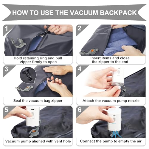 Vacuum Backpack Travel with Pump (A1-grey / 30 liters)