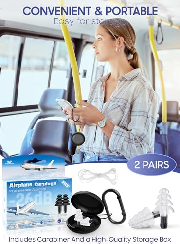 Ear Plugs for Airplane Pressure Relief (Black - Regular)