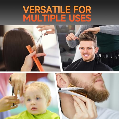 Professional Straight Hair Cutting Scissors 5.5'' Barber Haircut Shears with Sharp Razor Edge 440C Hair Scissors with Ergonomic Design for Salon and Home User (Straight / 5.5 inches)